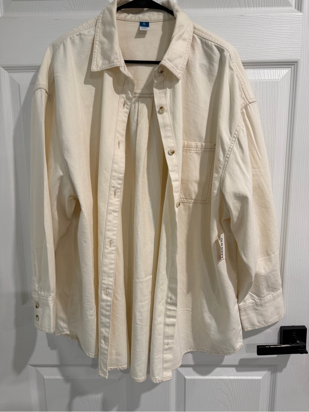 Old Navy Cream Oversized Button-Front Jean Jacket